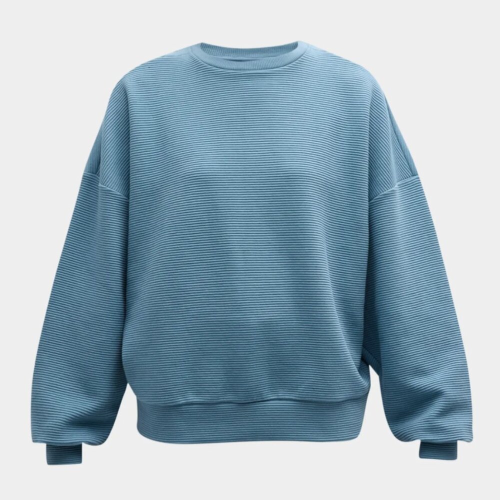 Lune Active Amber Modern Fit Crew Sweater Ribbed Crewneck Sweatshirt Blue